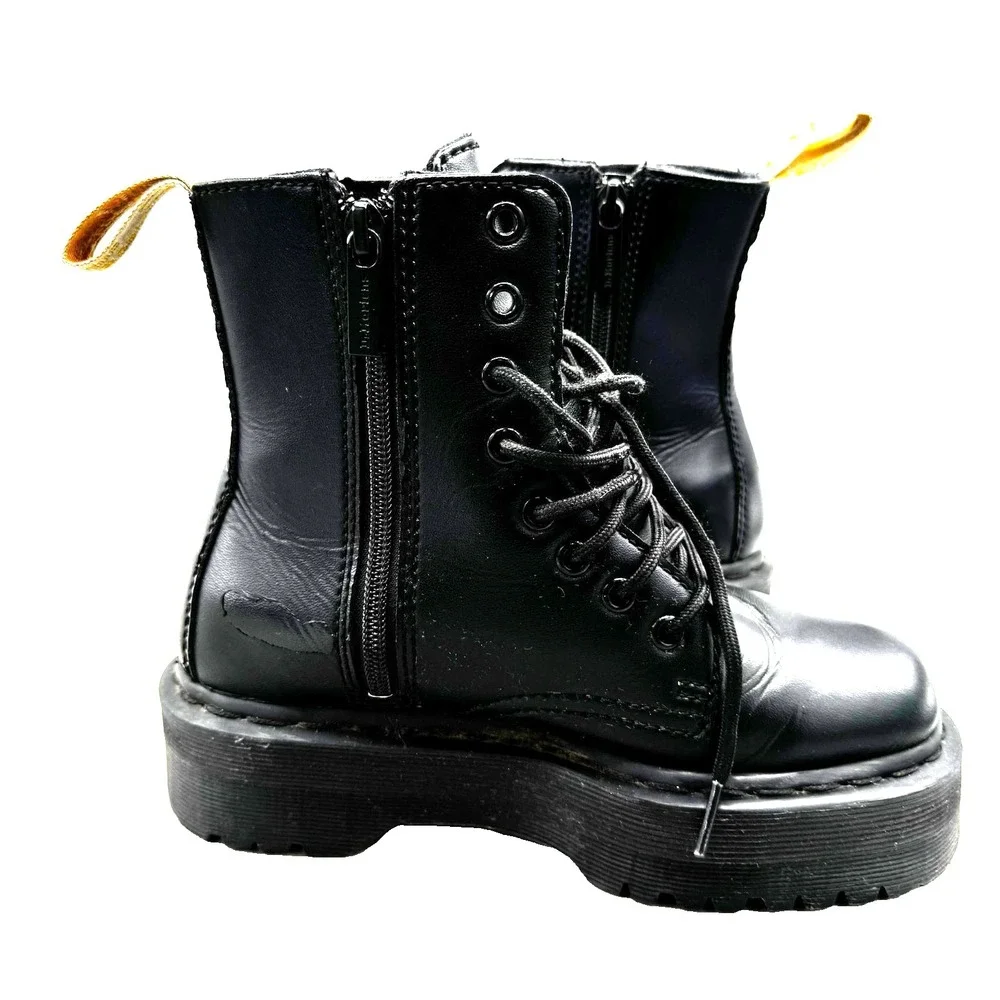 Dr. Martens Vegan Jadon II Mono Platform Boots Youth Unisex‎ 4-5 Black Side Zip